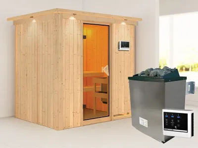 Sauna Systemsauna Bodin mit Dachkranz, inkl. 9 kW Ofen mit externer Steuerung Produktbild #1