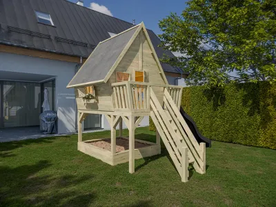 Stelzenhaus Clubhouse KDI inkl. Rutsche grau Produktbild #2