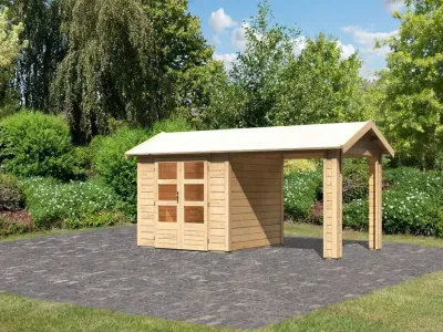 Gartenhaus SET Theres 3 28 mm naturbelassen inkl. 2,6 m Dachausbauelement Produktbild #4