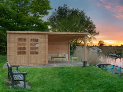 Gartenhaus Blockbohlenhaus Ella 6,9+8,2 m² 28 mm braun tauchimprägniert Produktbild #1