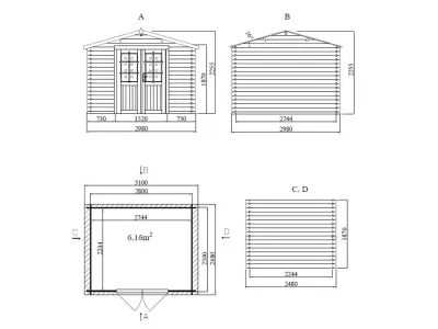Gartenhaus Blockbohlenhaus CA2874 28 mm naturbelassen Produktbild #5