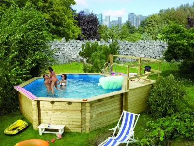 Pool Holzpool Modell 2 Variante C kdi mit 2-teiliger Sonnenterrasse Produktbild #1