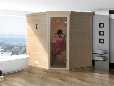 Sauna Massivholzsauna SPARSET 1 Turku 1 GT inkl. 7,5 kW Ofen mit ext. Steuerung & Anschlusskabel Produktbild #1