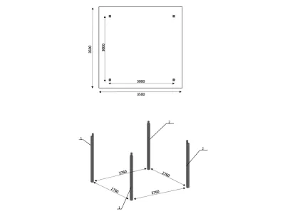 Pavillon Gartenlaube Dice Fichte, halboffen Produktbild #5