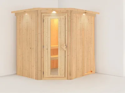 Systemsauna Siirin mit Dachkranz, Holztür mit Isolierglas Produktbild #10