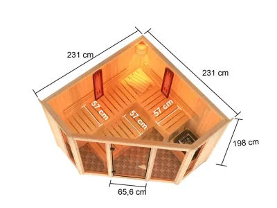 Multifunktionssauna Asta mit bronzierter Glastür + 9 kW Bio-Kombiofen ext. Strg. Produktbild #5