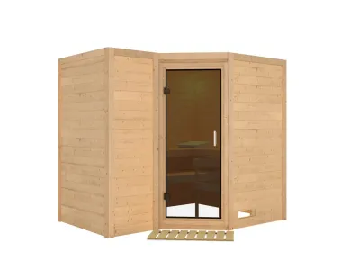 Massivholzsauna Sahib 2 graphit Ganzglastür Produktbild #8