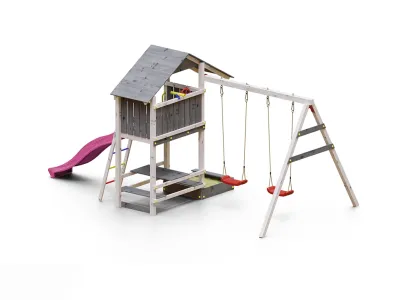 Spielturm Smart 1 grau/weiß inkl. Rutsche pink Produktbild #4