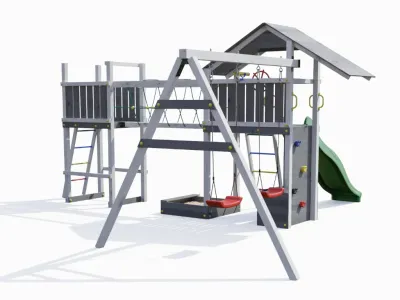 Spielturm Smart 4 Bridge grau/weiß inkl. Rutsche grün Produktbild #6