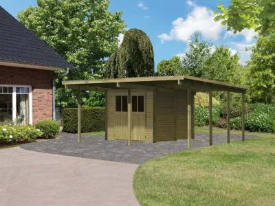 Carport Flachdachcarport mit integriertem Abstellraum 2 kdi Produktbild #1