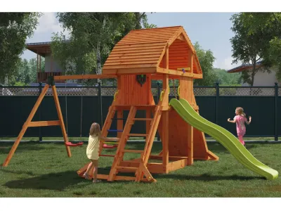 Spielturm Giant Move teakfarben inkl. Rutsche gelb Produktbild #2