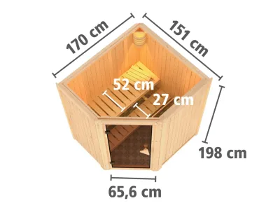 Sauna Systemsauna Tonja graphit Ganzglastür + Plug & Play Bio-Ofen mit externer Steuerung Produktbild #3
