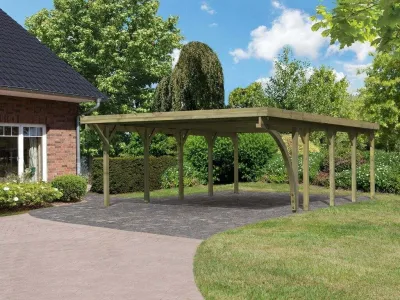 Carport Doppel 3 CLASSIC inkl. Einfahrtsbogen, inkl. 0,5 mm Stahldachplatte Produktbild #1