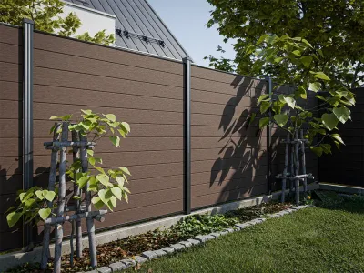 Bohlenset Premium für WPC-Steckzaunsystem Teak Produktbild #1