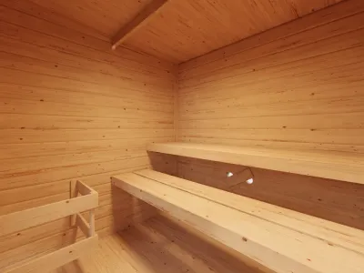 Gartensauna Lenchen 2 natur SPARSET mit 9 kW Ofen und ext. Steuerung Produktbild #2