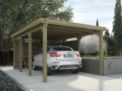 Flachdach Einzelcarport 617 Gr. 2 mit Trapezblech Produktbild #1