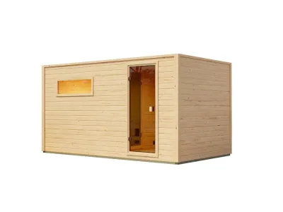 Gartensauna Lenchen 6 natur mit Vorraum und bronzierter Ganzglastür Produktbild #6