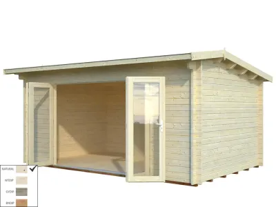 Gartenhaus Blockbohlenhaus Ines 13,7 m² 44 mm naturbelassen Produktbild #4