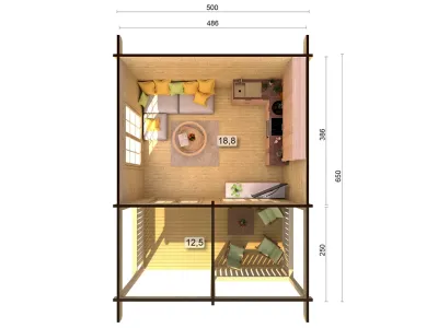 Ferienhaus Blockbohlenhaus Agneta 18,8+12,5 m² 70 mm naturbelassen Produktbild #5