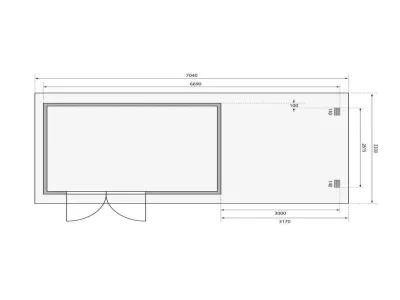Gartenhaus Blockbohlenhaus SET Bastrup 8 28 mm naturbelassen, inkl. 3 m Anbaudach + Rückwand Produktbild #3