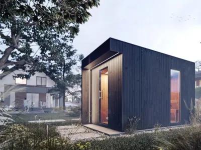 Gartensauna Musta 72 mm mit Glastür, Schwarz lasiert Produktbild #1