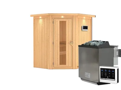Sauna Systemsauna Taurin mit Dachkranz, inkl. 9 kW Bio-Ofen mit externer Steuerung Produktbild #4