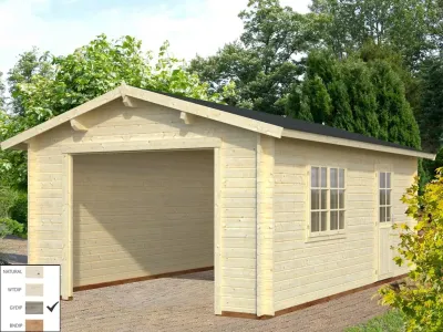 Garage Roger 19,0 m² ohne Tor 44 mm grau tauchimprägniert Produktbild #1