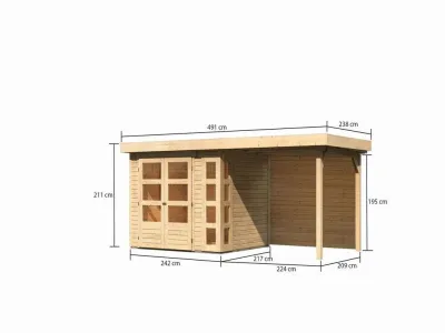 Gartenhaus SET Kerko 3 19 mm naturbelassen, inkl. 2,4 m Anbaudach + Rückwand Produktbild #9