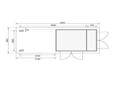 Gartenhaus SET Retola 2 19 mm naturbelassen, inkl. 2,8 m Anbaudach + Anbauschrank Produktbild #5