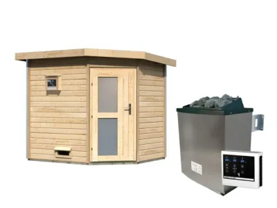 Saunahaus Mikka mit Milchglastür, inkl. 9 kW Saunaofen mit externer Steuerung Produktbild #5