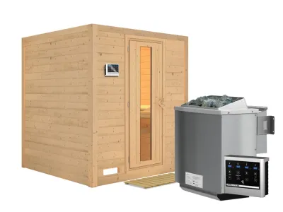 Massivholzsauna Mojave Holztür mit Isolierglas, inkl. 9 kW Bio-Ofen ext. Steuerung Produktbild #5