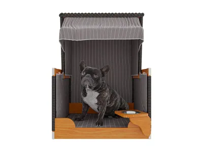 Hundestrandkorb Kea anthrazit-grau-weiß inkl. Schutzhülle Produktbild #3