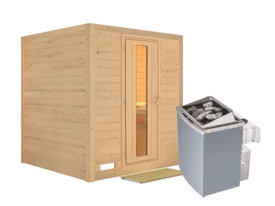 Massivholzsauna Mojave Holztür mit Isolieglas, inkl. 9 kW Ofen integr. Steuerung Produktbild #4
