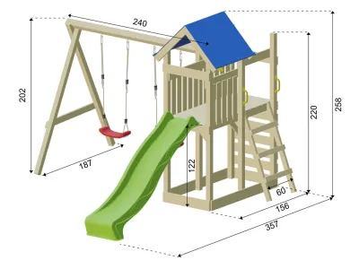 Spielturm Speedy KDI inkl. Doppelschaukel inkl. Rutsche blau + Nestschaukel Produktbild #9