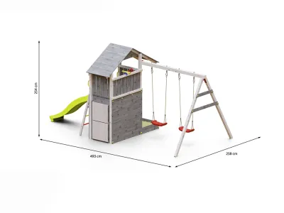 Spielturm Smart 7 grau-weiß inkl. Rutsche gelb Produktbild #7