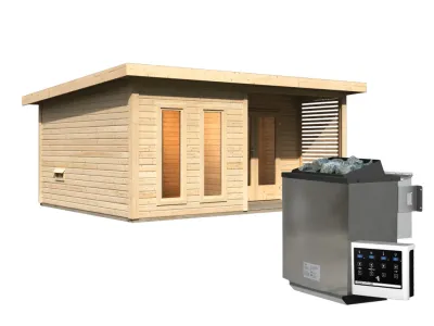 Saunahaus Mainburg 5 naturbelassen 38 mm inkl. Bio-Kombiofen 9 kW + ext. Steuerung Produktbild #8
