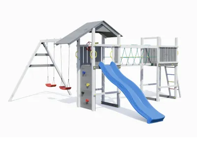 Spielturm Smart 5 Bridge grau/weiß inkl. Rutsche blau Produktbild #5