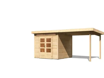 Gartenhaus SET Kandern 6 28 mm naturbelassen, inkl. 3,2 m Anbaudach Produktbild #10