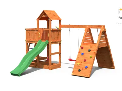 Spielturm Fluppi teakfarben inkl. Einzelschaukel + Rutsche Produktbild #5