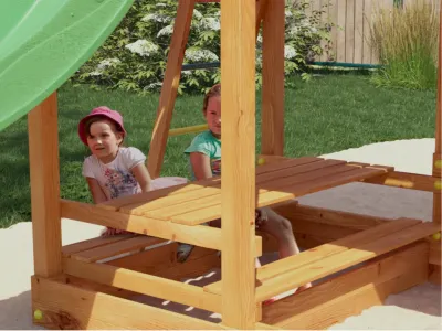 Spielturm Smart 1 Bridge teakfarben inkl. Rutsche pink Produktbild #15