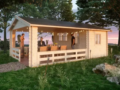 Gartenhaus Blockbohlenhaus Alicante 1 28 mm naturbelassen Produktbild #1