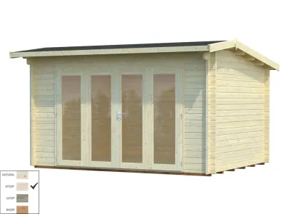 Gartenhaus Blockbohlenhaus Ines 11,1 m² 44 mm transparent tauchimprägniert Produktbild #2