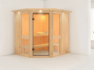 Sauna Systemsauna Amelia 1 mit Dachkranz Produktbild #1