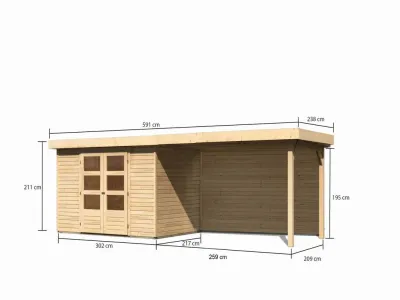 Gartenhaus SET Askola 4 19 mm naturbelassen, inkl. 2,8 m Anbaudach + Rückwand Produktbild #4