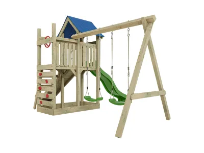 Spielturm Hefty KDI inkl. Doppelschaukel inkl. Rutsche grün + Sitze grün Produktbild #6
