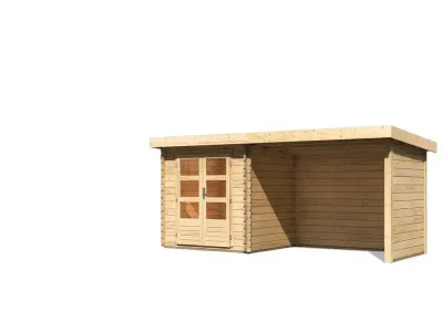 Gartenhaus Blockbohlenhaus SET Bastrup 2 28 mm naturbelassen, inkl. 3 m Anbaudach + Seiten-/Rückwand Produktbild #8