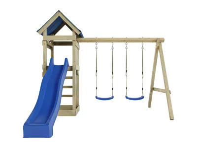 Spielturm Easy KDI inkl. Doppelschaukel inkl. Rutsche blau + Sitze blau Produktbild #3