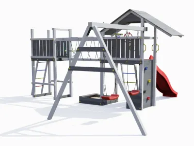 Spielturm Smart 4 Bridge grau/weiß inkl. Rutsche rot Produktbild #6