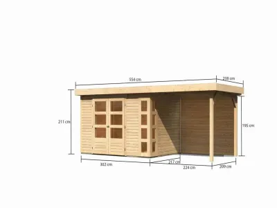Gartenhaus SET Kerko 4 19 mm naturbelassen, inkl. 2,4 m Anbaudach + Rückwand Produktbild #7
