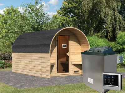 Saunafasshaus 3 mit Vorraum 38 mm naturbelassen Produktbild #5